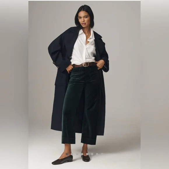 NWT Anthropologie The Colette Cropped Wide-Leg Pants by Maeve: Velvet Edition - Picture 1 of 6